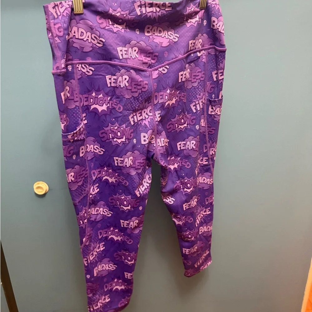 Constantly Varied Gear Purple Graphic Leggings, Capri Length - Picture 2 of 4